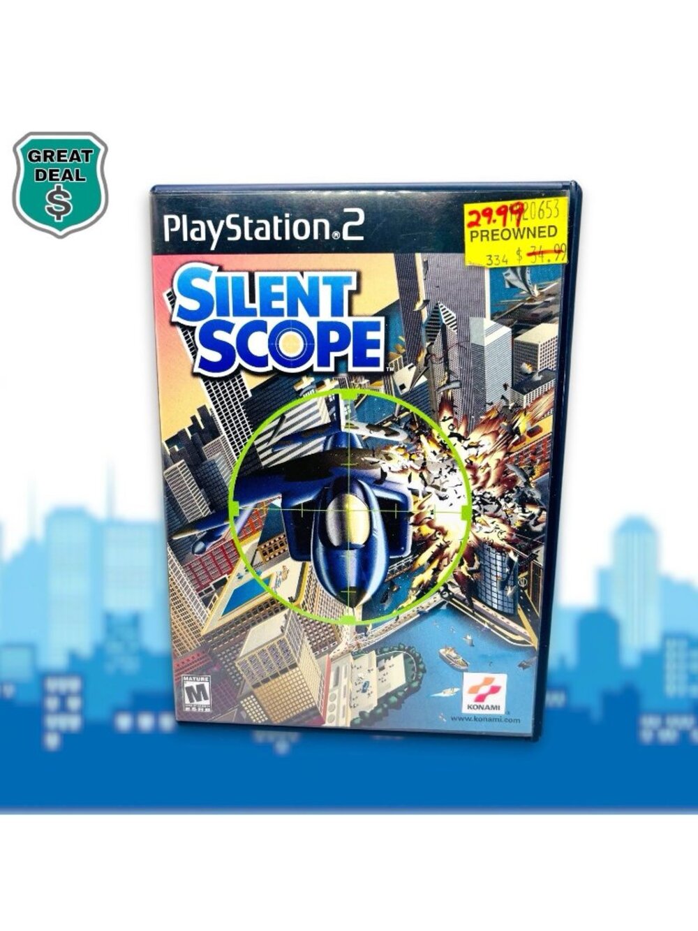 Silent Scope PlayStation 2 Konami, Manual Included.